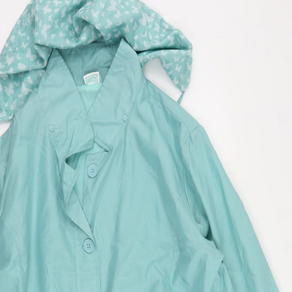 Anne de Lancay Womens Green Pea Coat Coat Size XL Button - Lightweight
