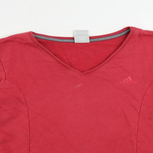 adidas Womens Pink Cotton Pullover Sweatshirt Size 12 Pullover - Logo