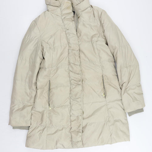 Ellen Tracy Womens Beige Quilted Coat Size L Zip