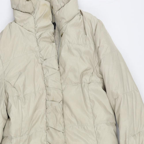 Ellen Tracy Womens Beige Quilted Coat Size L Zip