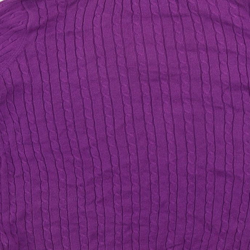 Maine New England Womens Purple Collared Cotton Pullover Jumper Size 16