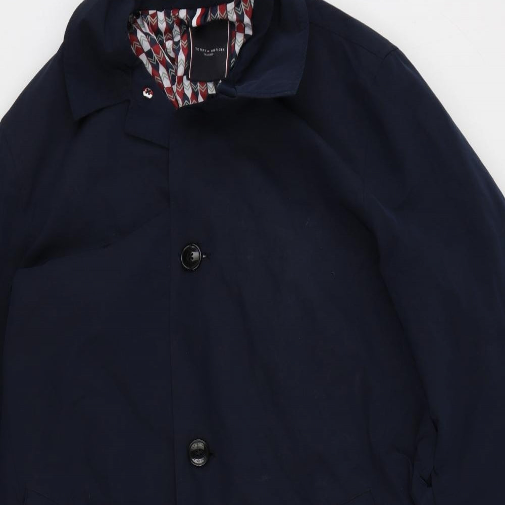 Tommy Hilfiger Mens Blue Rain Coat Coat Size L Button