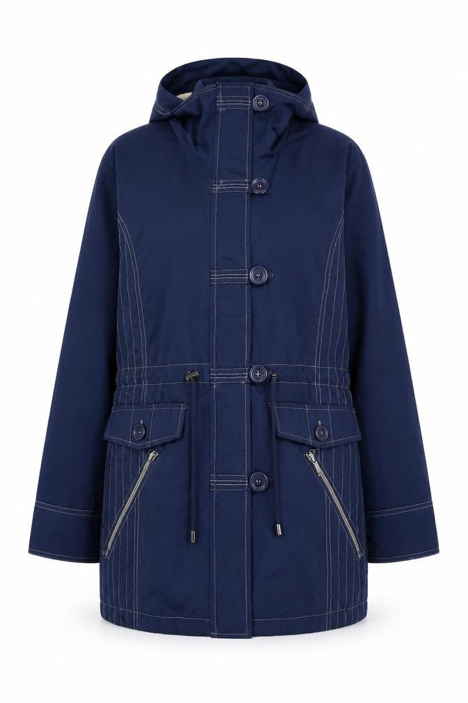 Atlas Womens Blue Pea Coat Coat Size 14 Zip - Vintage
