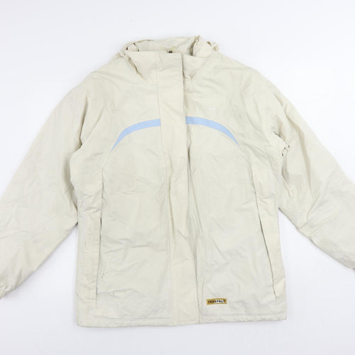 Trespass Mens Beige Windbreaker Jacket Size L Zip - Logo Hooded