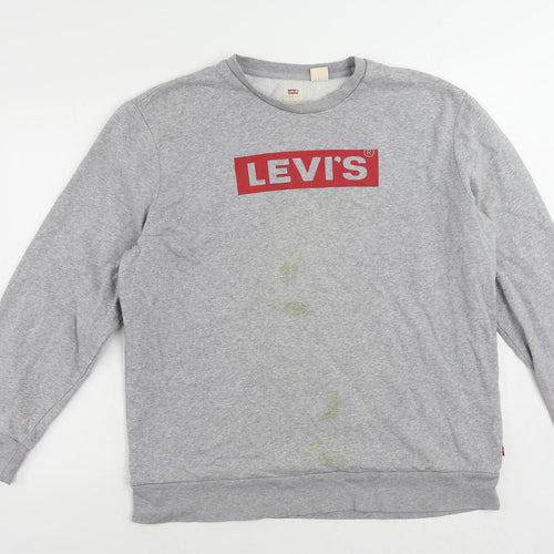 Levi's Mens Grey Cotton Pullover Sweatshirt Size L - Logo Vintage