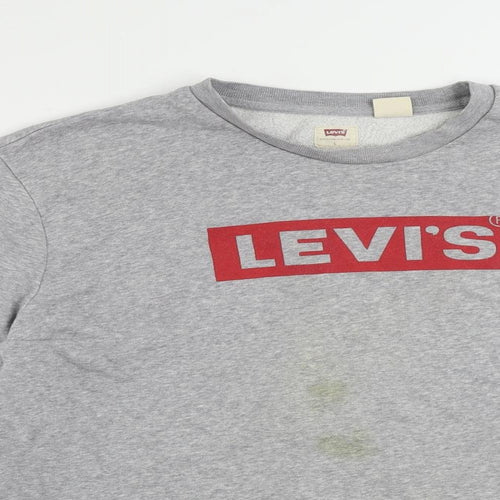 Levi's Mens Grey Cotton Pullover Sweatshirt Size L - Logo Vintage