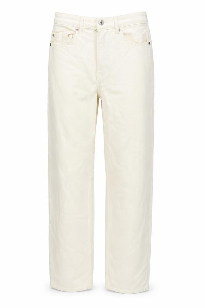H&M Womens Ivory Cotton Straight Jeans Size 8 L29 in Regular Zip