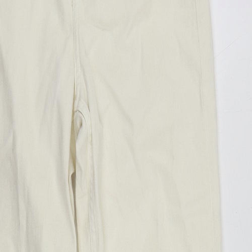 H&M Womens Ivory Cotton Straight Jeans Size 8 L29 in Regular Zip