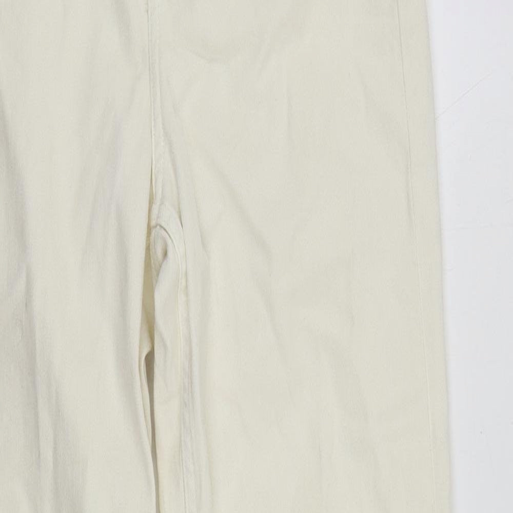 H&M Womens Ivory Cotton Straight Jeans Size 8 L29 in Regular Zip