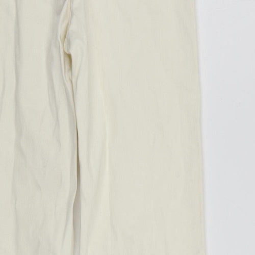 H&M Womens Ivory Cotton Straight Jeans Size 8 L29 in Regular Zip