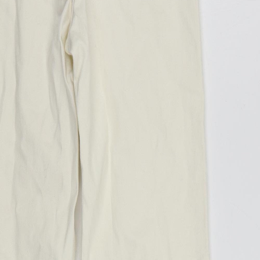 H&M Womens Ivory Cotton Straight Jeans Size 8 L29 in Regular Zip