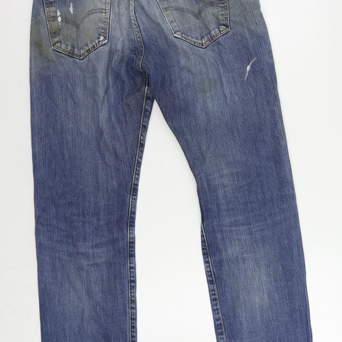 Levi's Mens Blue Cotton Straight Jeans Size 34 in L32 in Regular Button