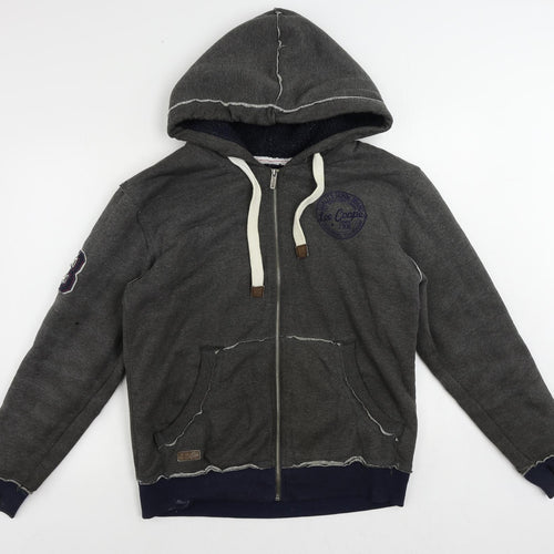 Lee Cooper Mens Grey Polyester Full Zip Hoodie Size S - Logo