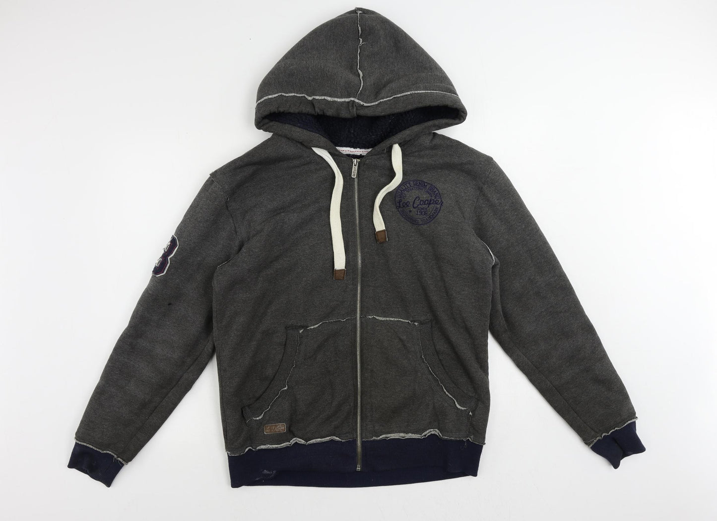 Lee Cooper Mens Grey Polyester Full Zip Hoodie Size S - Logo