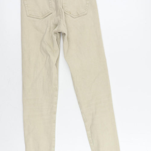 Bershka Womens Beige Cotton Skinny Jeans Size 4 L27 in Regular Zip