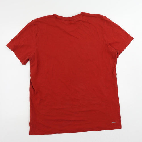 adidas Mens Red Cotton T-Shirt Size XL Crew Neck - Manchester United