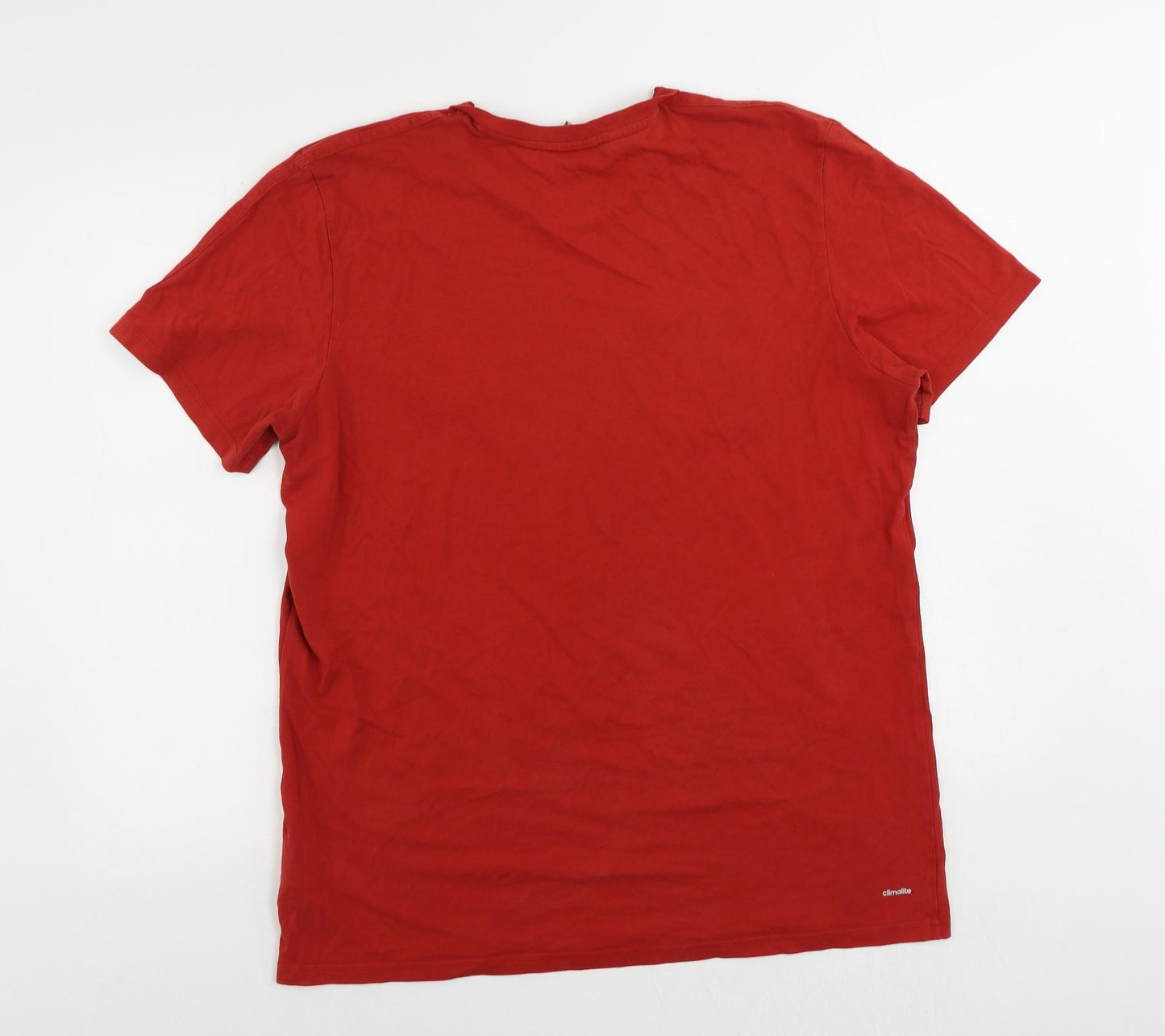 adidas Mens Red Cotton T-Shirt Size XL Crew Neck - Manchester United