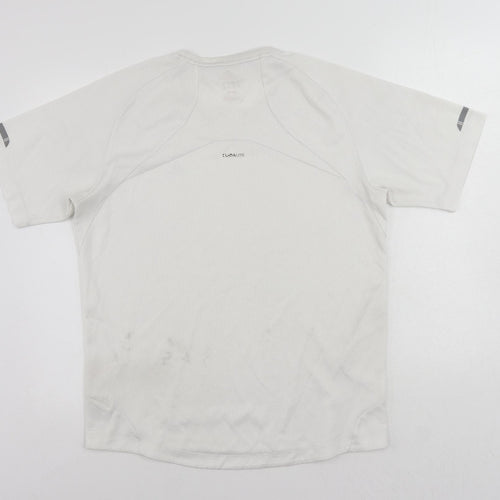 adidas Mens White Polyester T-Shirt Size M Crew Neck - Vintage