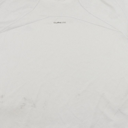 adidas Mens White Polyester T-Shirt Size M Crew Neck - Vintage