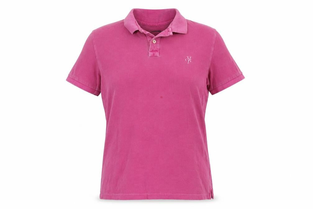 Front view of Marc O'Polo women’s pink cotton basic polo, size M, collared - vintage