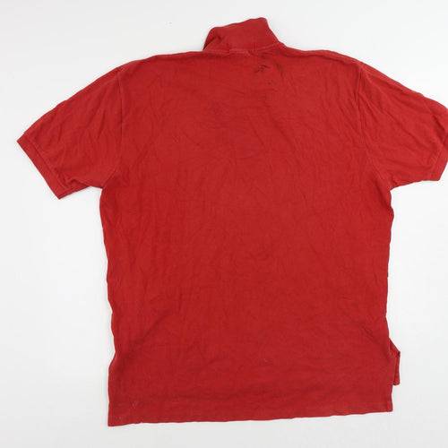 Polo Ralph Lauren Mens Red Cotton Polo Size XL Collared Button - Vintage