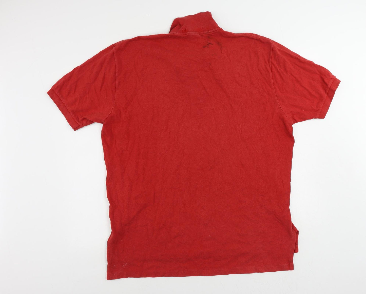 Polo Ralph Lauren Mens Red Cotton Polo Size XL Collared Button - Vintage