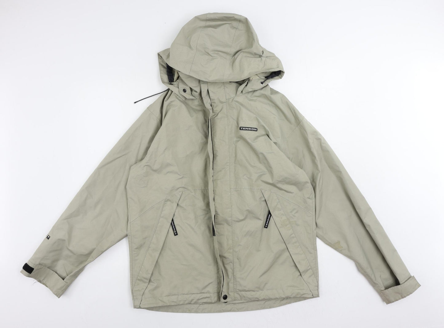 Tenson Mens Beige Windbreaker Jacket Size S Zip - Logo Vintage