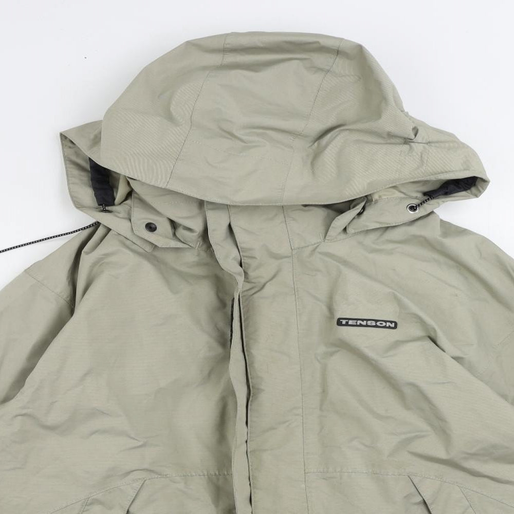 Tenson Mens Beige Windbreaker Jacket Size S Zip - Logo Vintage