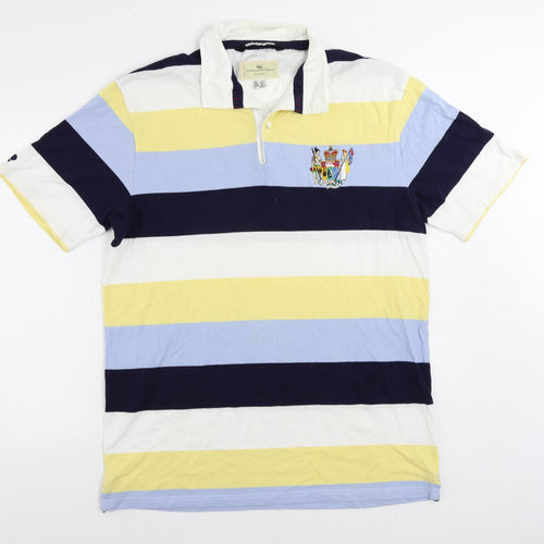 Canterbury Mens Multicoloured Striped Cotton Polo Size 2XL Collared Button - Vintage