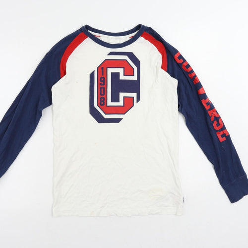 Converse Boys White Colourblock Cotton Pullover T-Shirt Size 13-14 Years Crew Neck Pullover - Logo Vintage