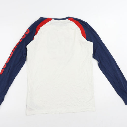 Converse Boys White Colourblock Cotton Pullover T-Shirt Size 13-14 Years Crew Neck Pullover - Logo Vintage