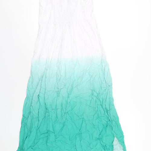Marks and Spencer Womens Green Tie Dye Viscose Maxi Size 10 V-Neck Pullover