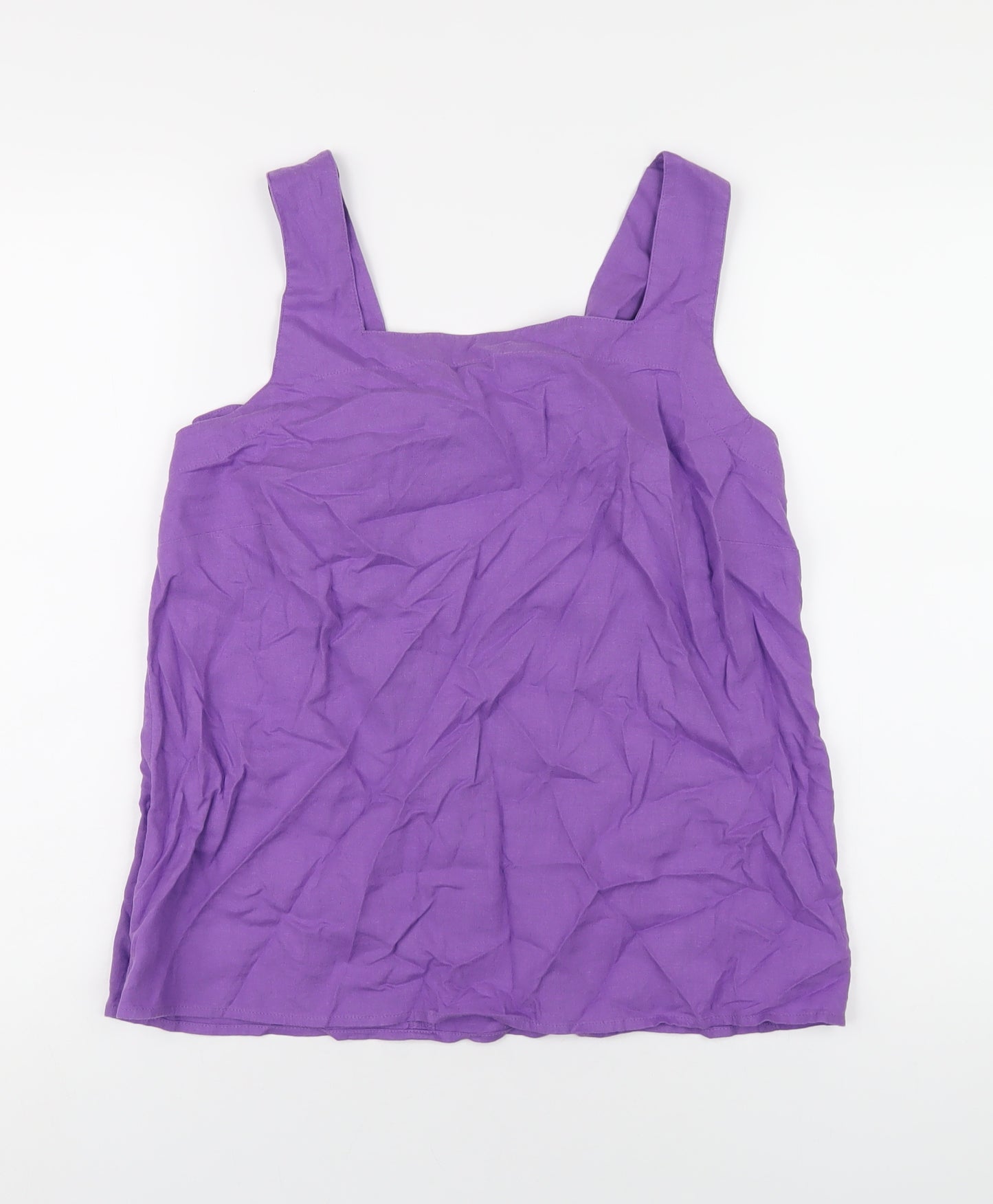Marks and Spencer Womens Purple Linen Basic Tank Size 10 Square Neck