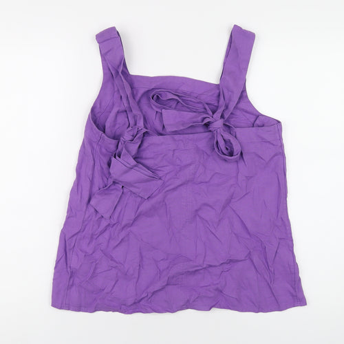 Marks and Spencer Womens Purple Linen Basic Tank Size 10 Square Neck