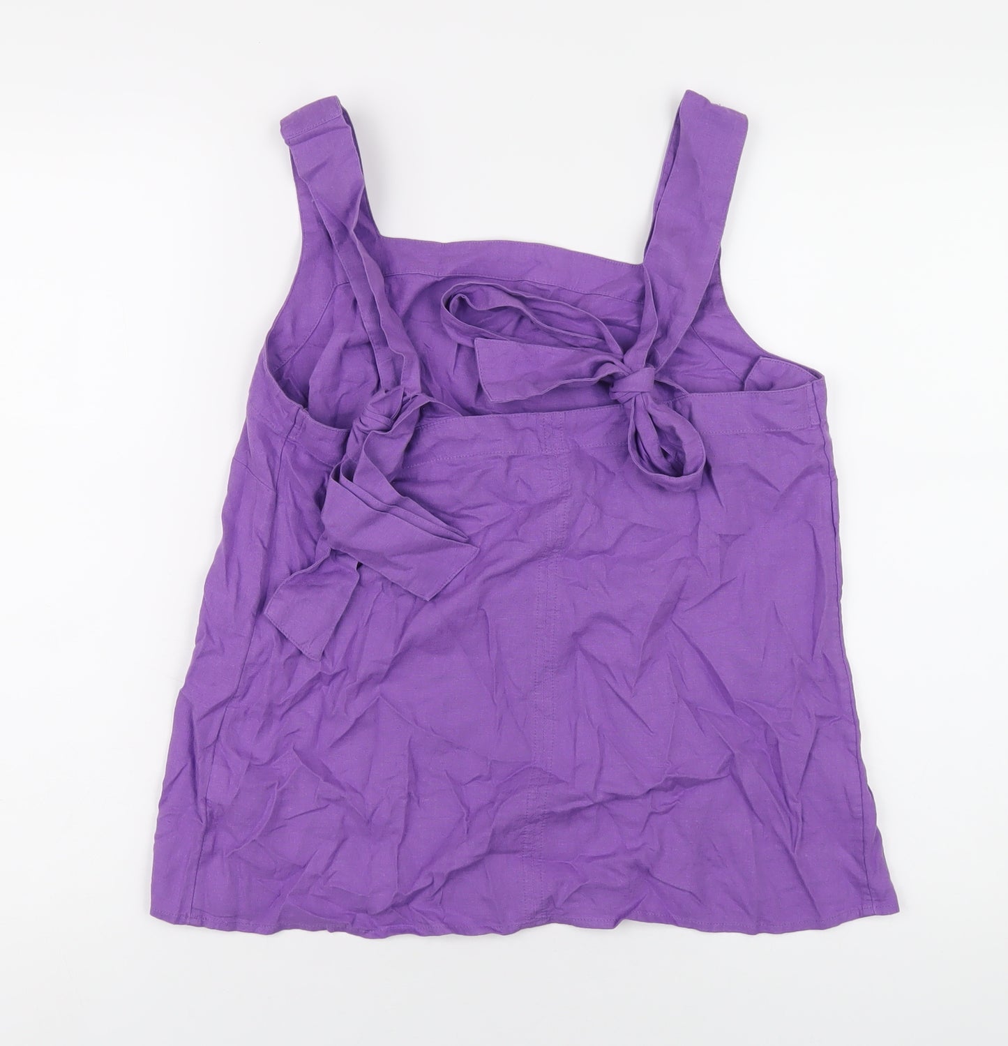 Marks and Spencer Womens Purple Linen Basic Tank Size 10 Square Neck