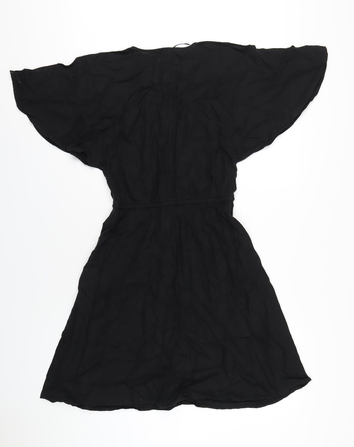 Marks and Spencer Womens Black Linen A-Line Size 6 V-Neck Pullover