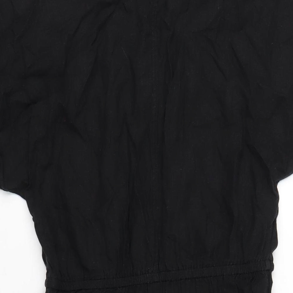 Marks and Spencer Womens Black Linen A-Line Size 6 V-Neck Pullover