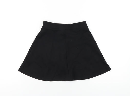 Marks and Spencer Girls Black Cotton A-Line Skirt Size 5-6 Years Regular Pull On