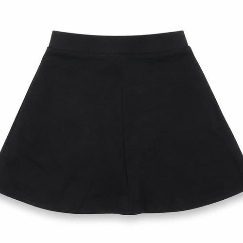 Marks and Spencer Girls Black Cotton A-Line Skirt Size 5-6 Years Regular Pull On