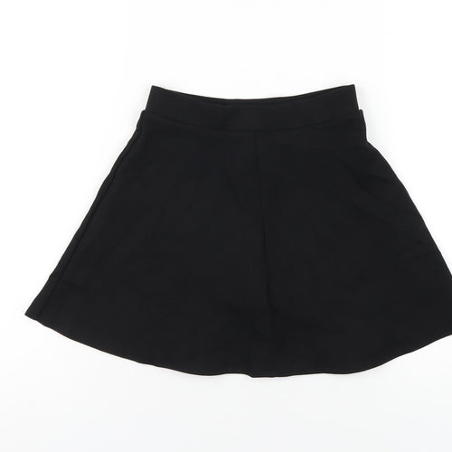 Marks and Spencer Girls Black Cotton A-Line Skirt Size 5-6 Years Regular Pull On