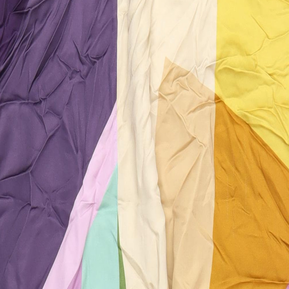 Jaeger Womens Multicoloured Geometric Viscose A-Line Size 14 Mock Neck Button