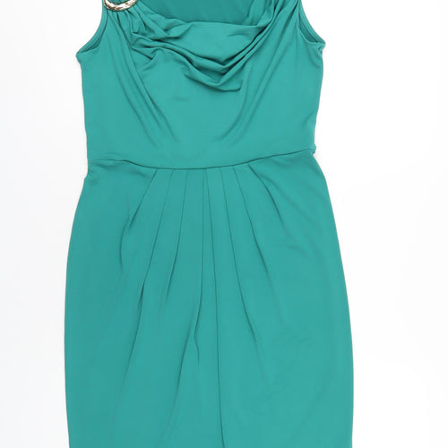 Julian MacDonald Womens Green Polyester Bodycon Size 12 Collared Pullover