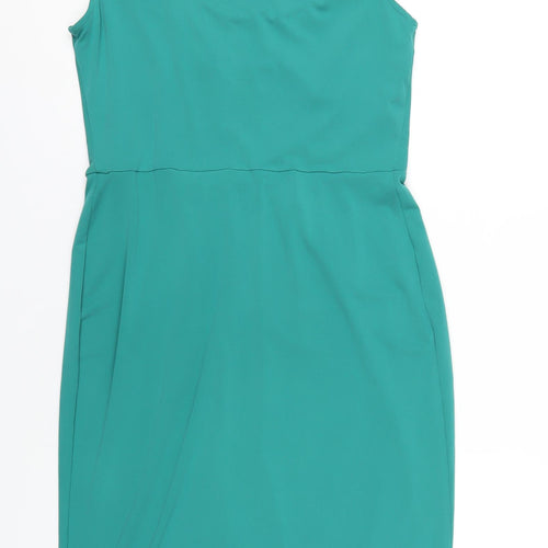 Julian MacDonald Womens Green Polyester Bodycon Size 12 Collared Pullover