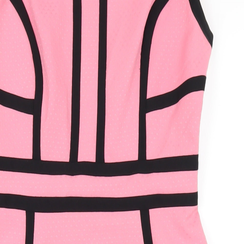 Dorothy Perkins Womens Pink Polyester Pencil Dress Size 12 Scoop Neck Zip