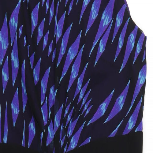 Per Una Womens Blue Geometric Polyester Pencil Dress Size 16 Round Neck Zip