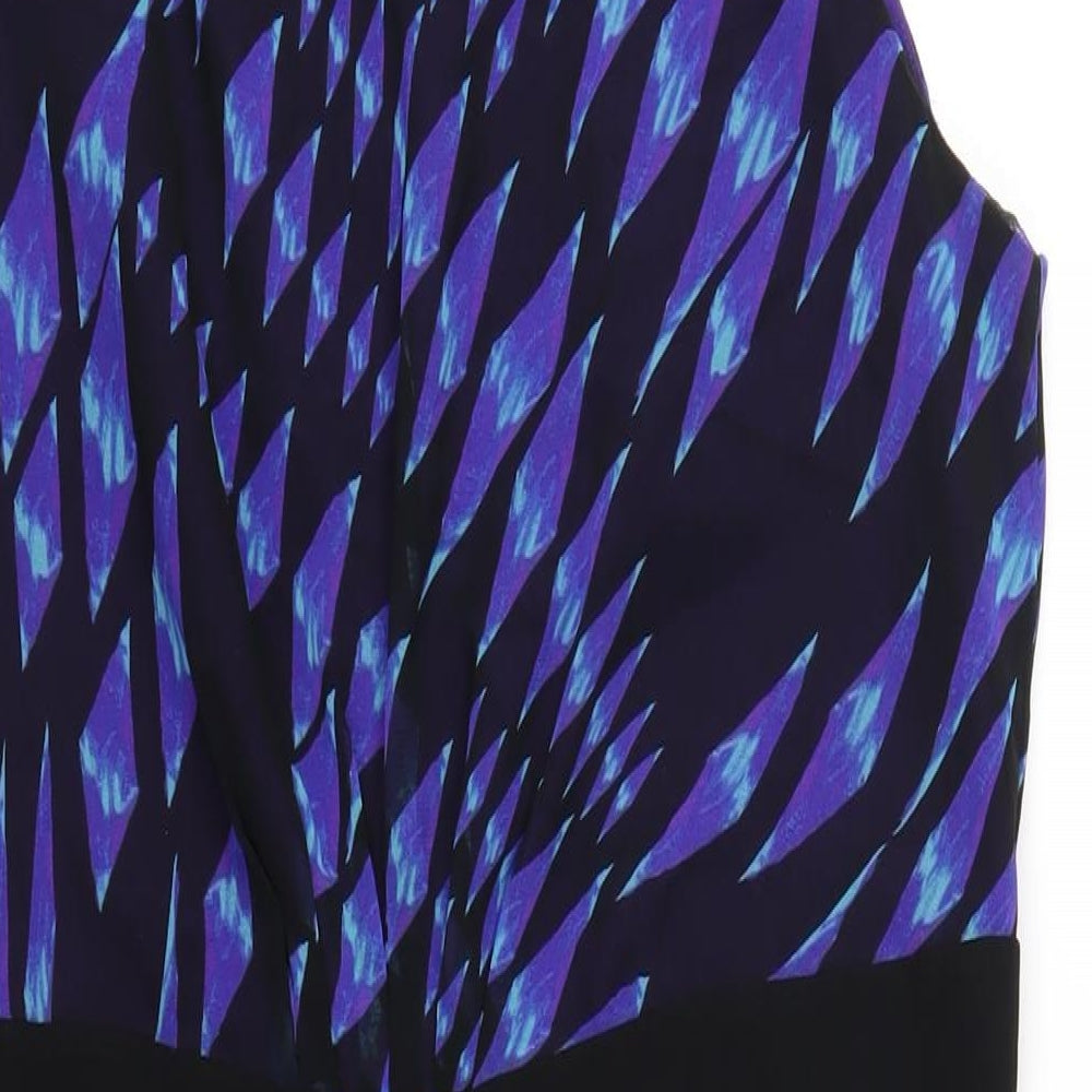 Per Una Womens Blue Geometric Polyester Pencil Dress Size 16 Round Neck Zip
