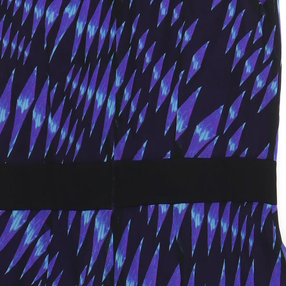 Per Una Womens Blue Geometric Polyester Pencil Dress Size 16 Round Neck Zip