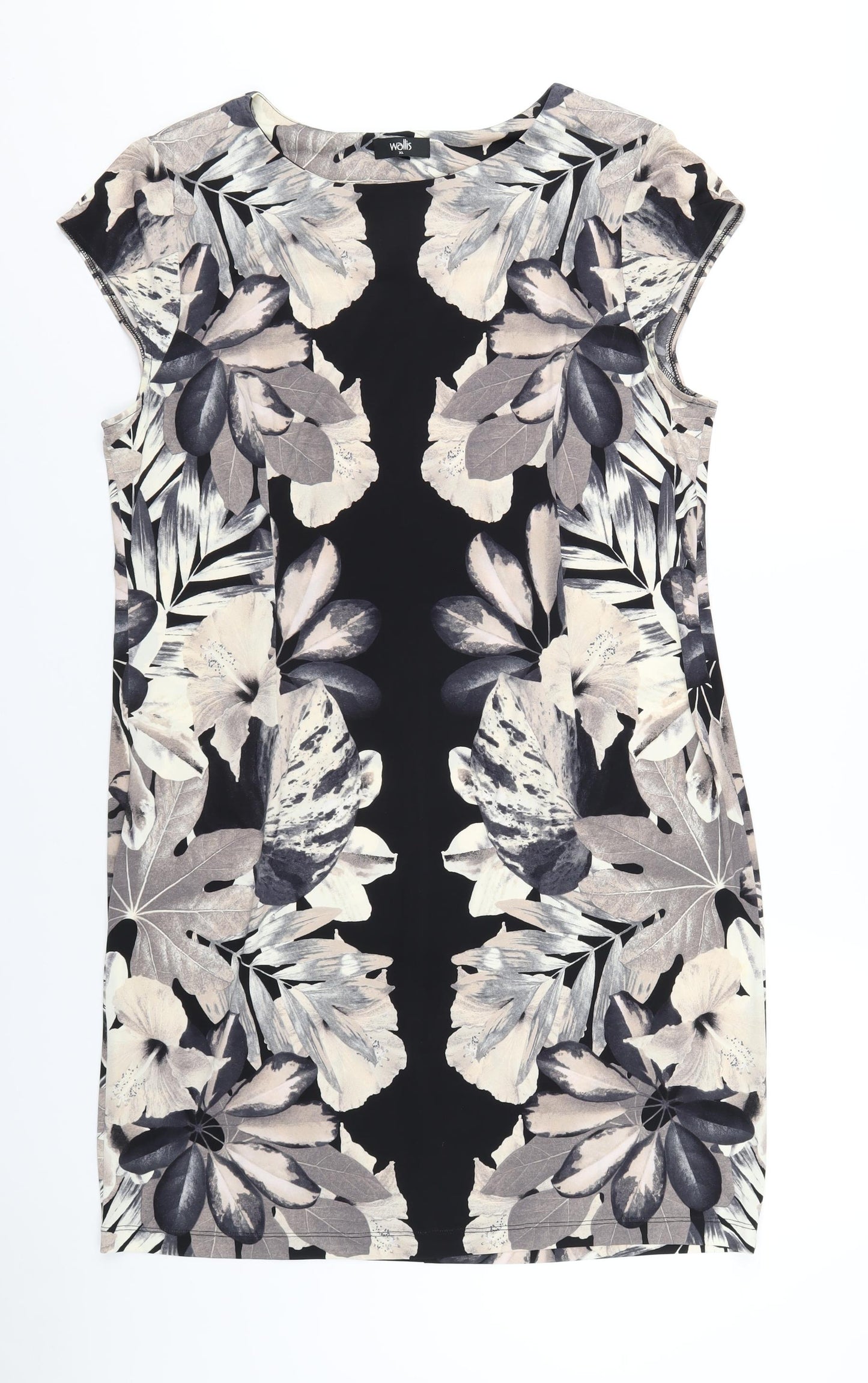 Wallis Womens Black Floral Polyester A-Line Size XL Off the Shoulder Pullover