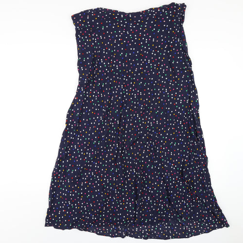 Joules Womens Blue Polka Dot Viscose A-Line Skirt Size 16 Zip