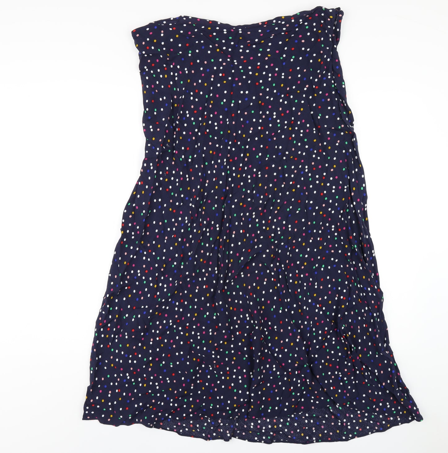 Joules Womens Blue Polka Dot Viscose A-Line Skirt Size 16 Zip